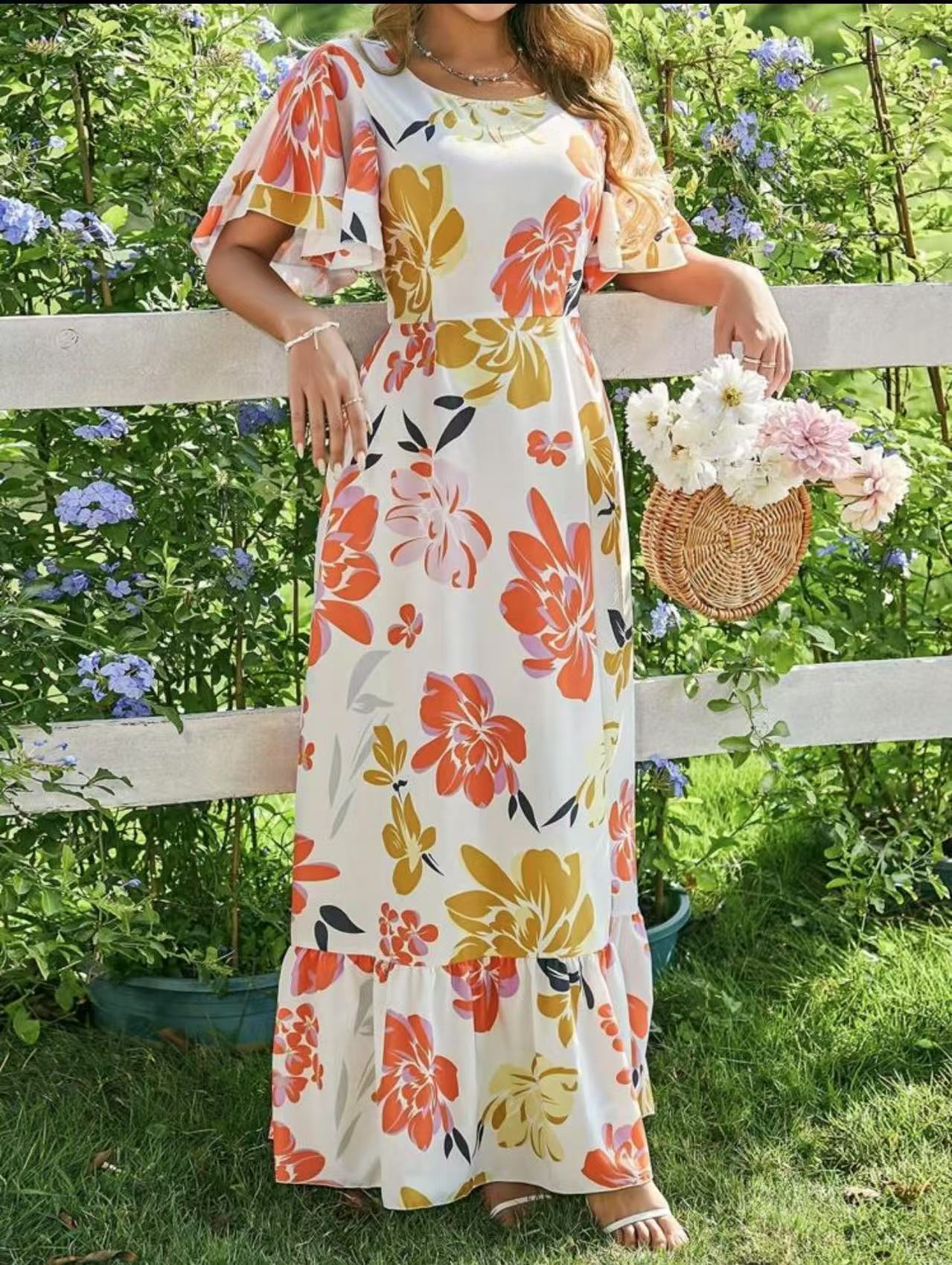 Women's Summer Floral Art Printed Elegant Dress