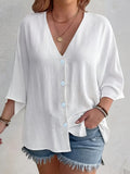 Women's Buttons Ice Silk Wrinkle Solid Color Clothing
