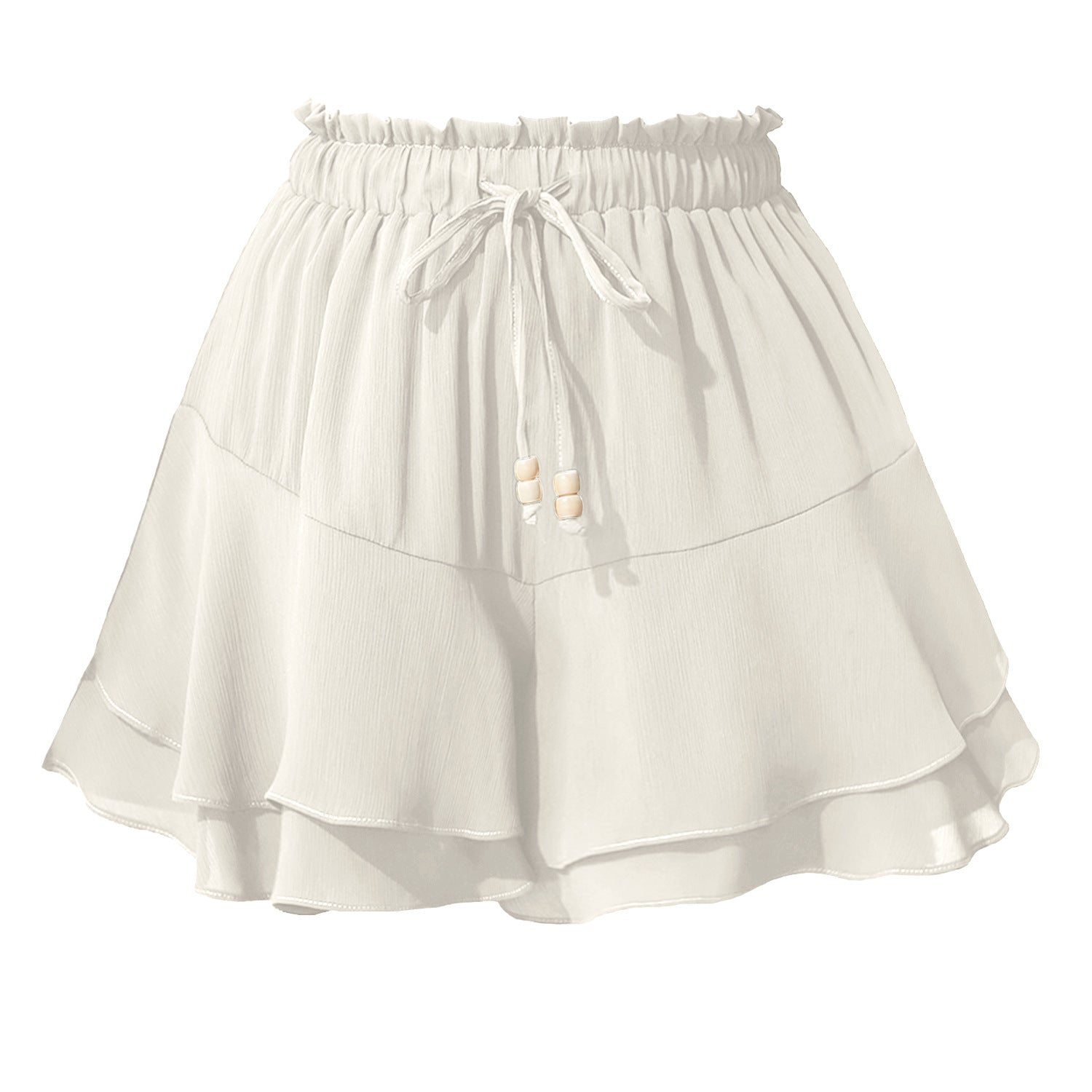Ruffled Elastic Waist Drawstring Adjustable Sports Casual Skirt