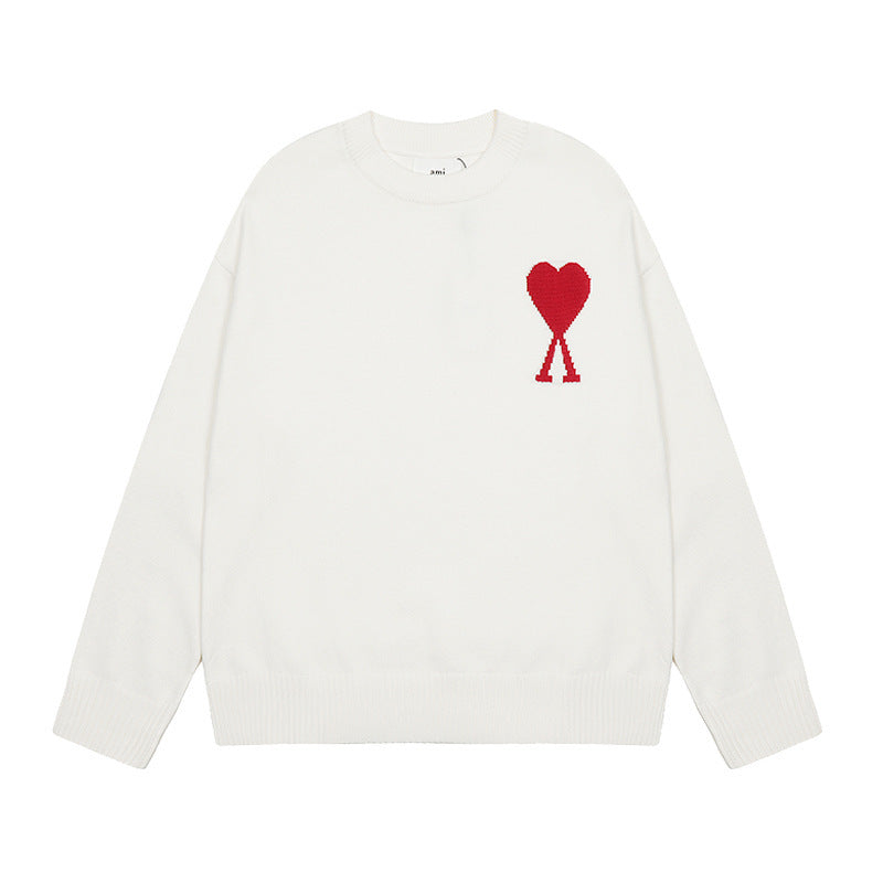 Round Neck Small Love Fashion Female Couple Loose Long Women's Sweater