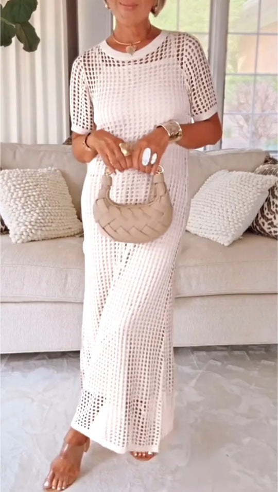 Women's Round Neck Hollow Air Two-piece Set Dress