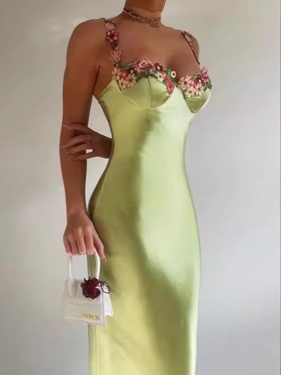 Strap Lace Satin French Minority Pure Hot Dress