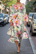 Women's Floral Series Pattern Printing Casual V Dress