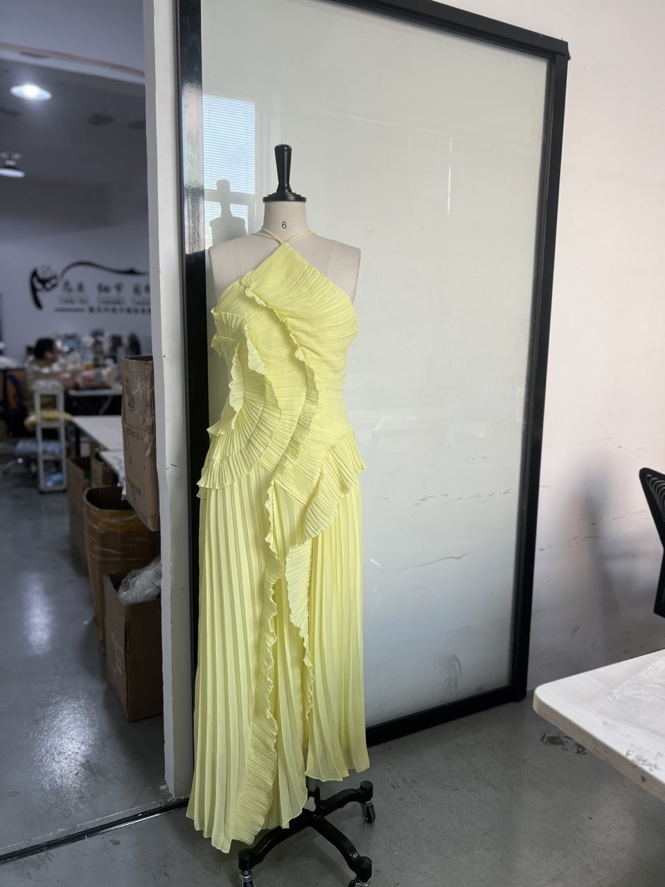 Ruffled Halter Spaghetti Straps Spring Style Dress