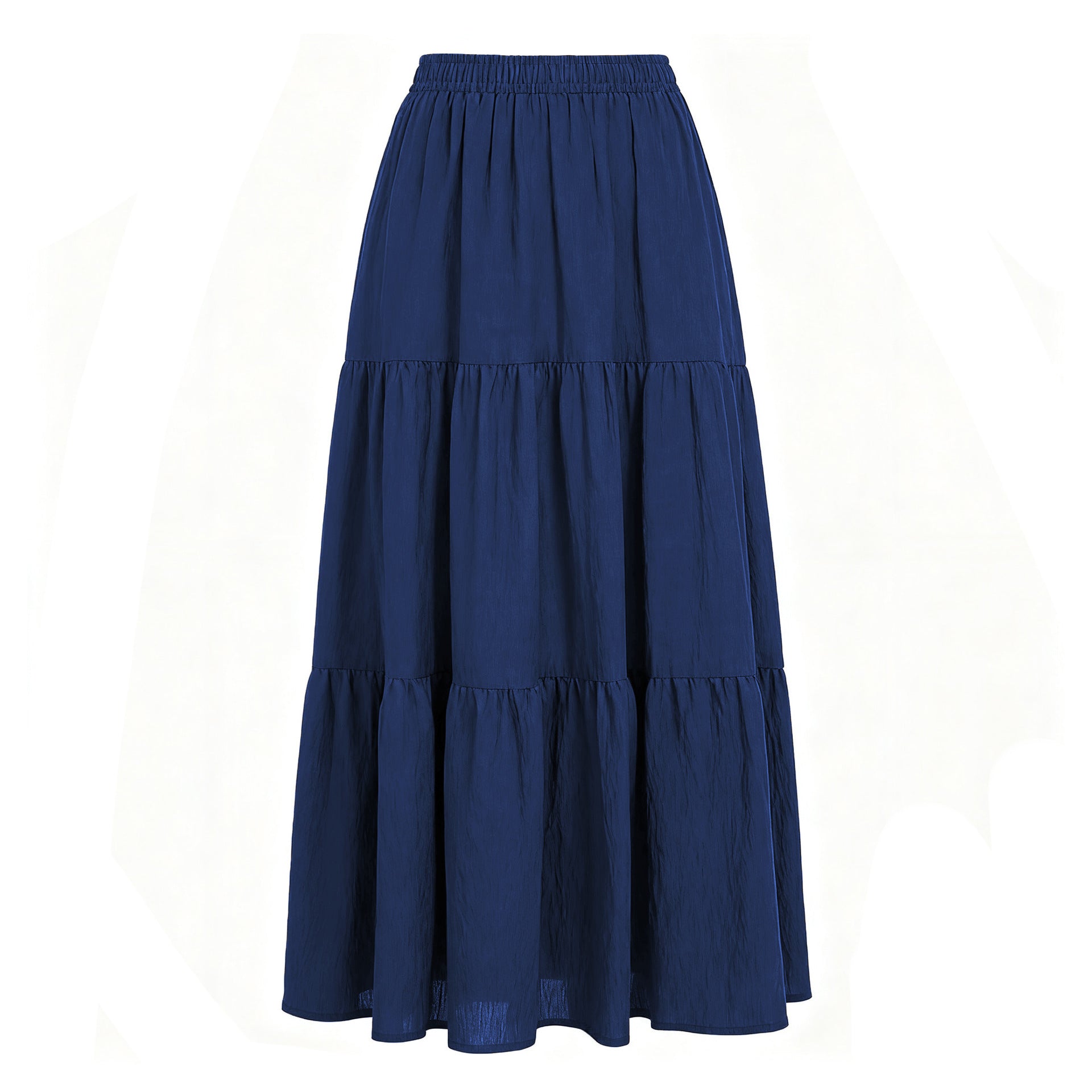Women's Linen Pocket High Waist Elastic Band Lining Skirt