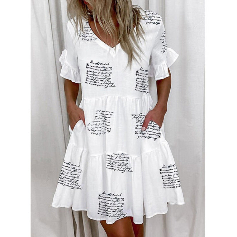 Stylish Women's Fashion Printed Ruffle Pocket Shorts