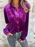 Women's Veet Shirt Long Sleeve Single-breasted Loose Blouse