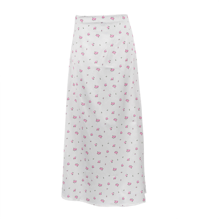 Women's Fashion Wear Satin Draping Printed Temperament Skirts