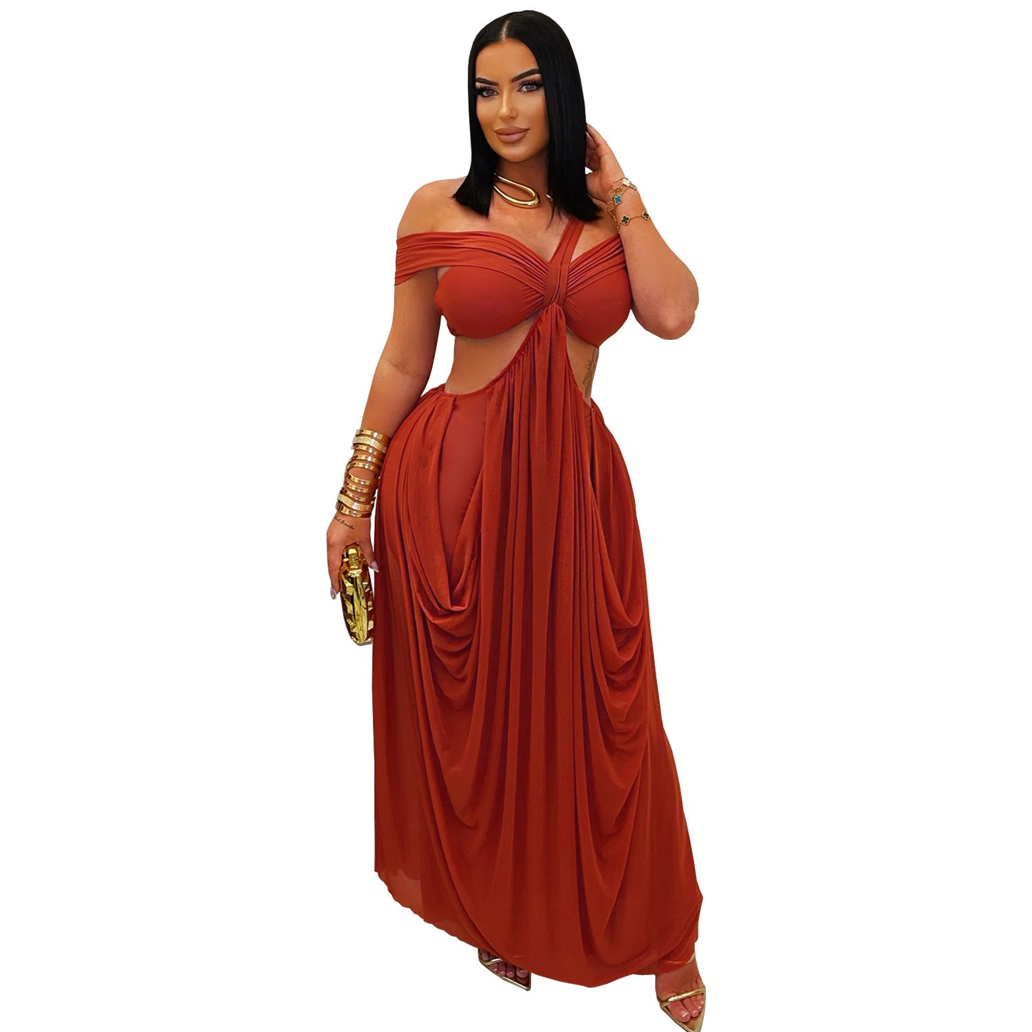 Women's Fashion Wear Sexy Bandeau Mesh Dress