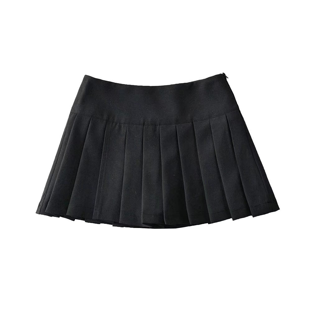 Women's Pleated Street Hipster Wear High Waist Side Slit Skirt