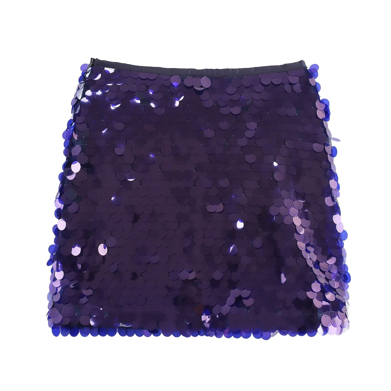 Slouchy Women's High Waist Sequins Mini Skirt