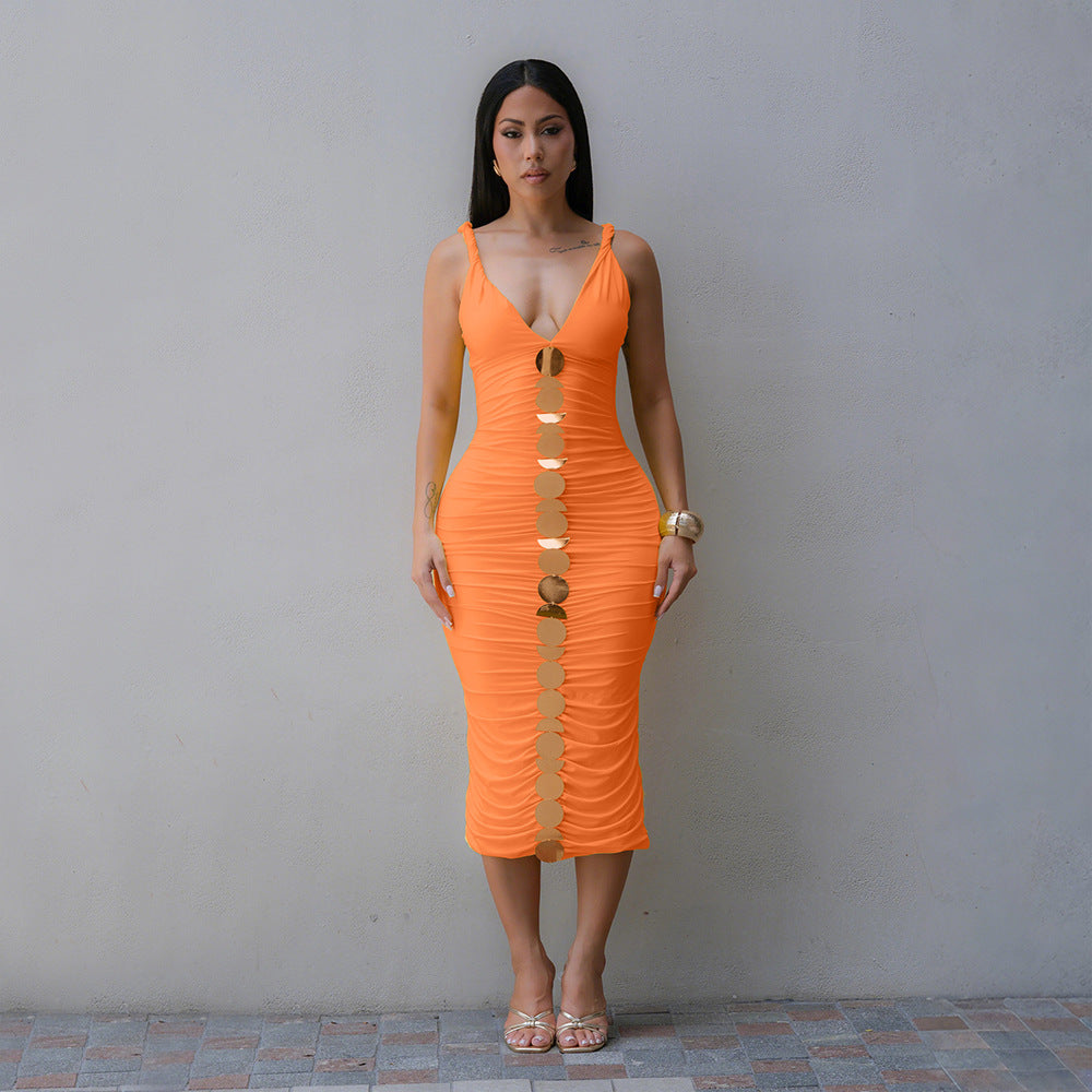 Women's Sleeveless Sling Sheath Sexy Fashionable Long Dress