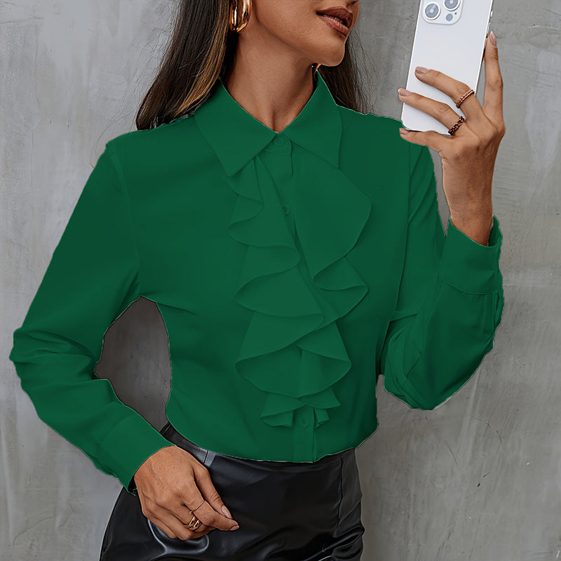 Women's Shirt White Long Sleeve Business Wear Western Style Blouse
