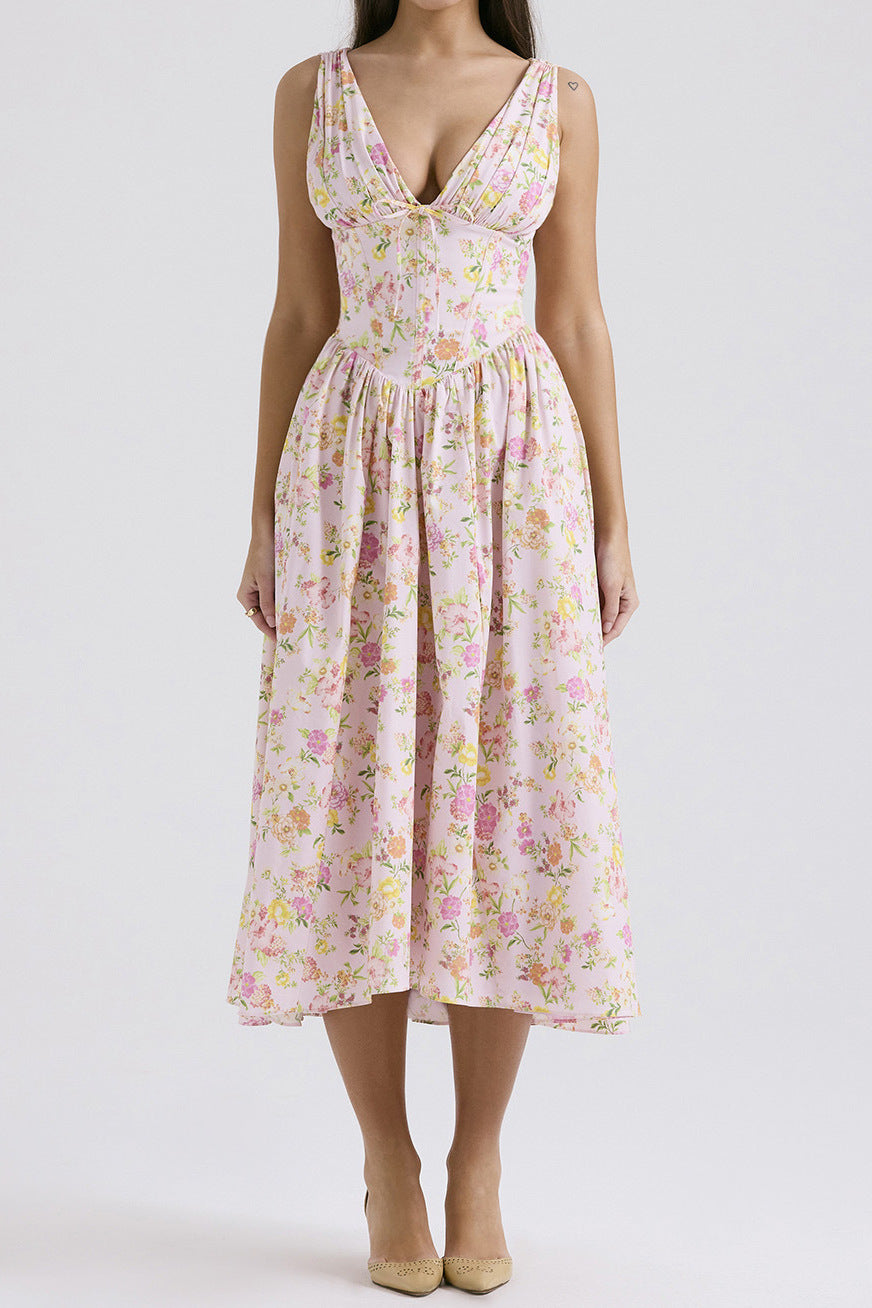 Beautiful Innovative Suspender Casual Printed Elegant Dress