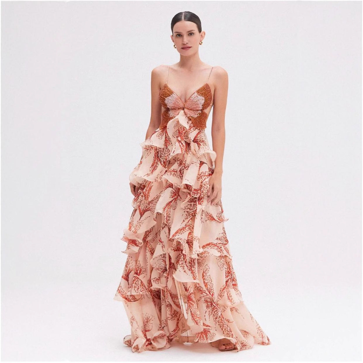 Women's Summer Fashion Ruffled Butterfly Long Dress