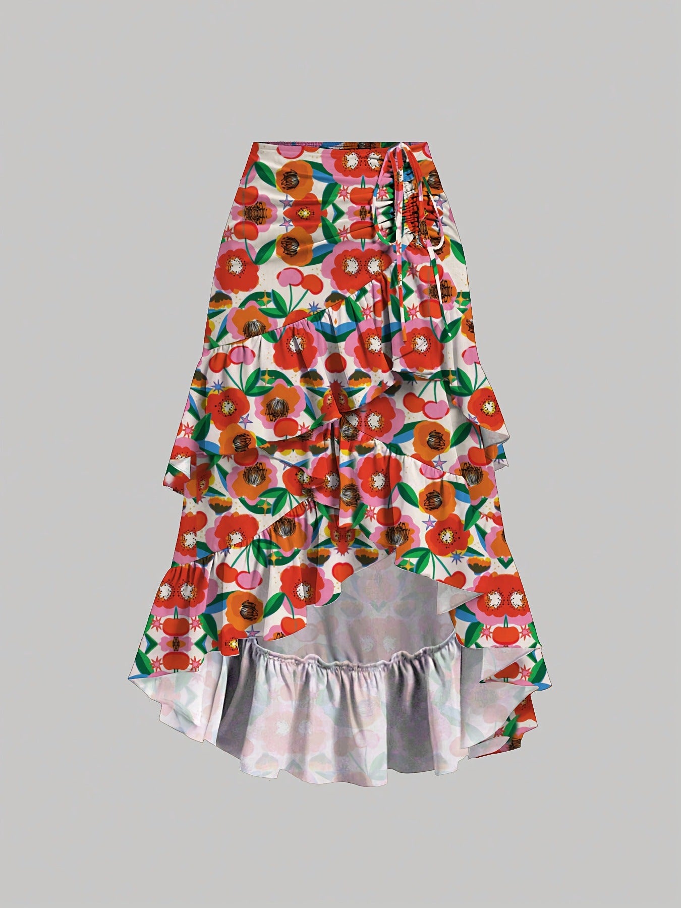 Women's Sweet Fresh High Waist Stitching Slimming Flounce Skirt