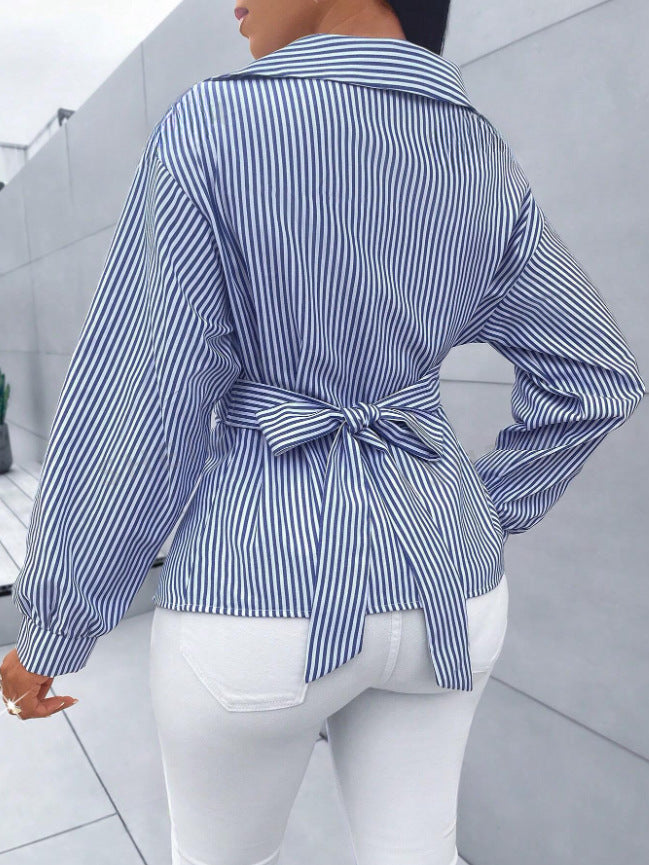 Women's Sexy Striped Long Sleeve Shirt Blouse