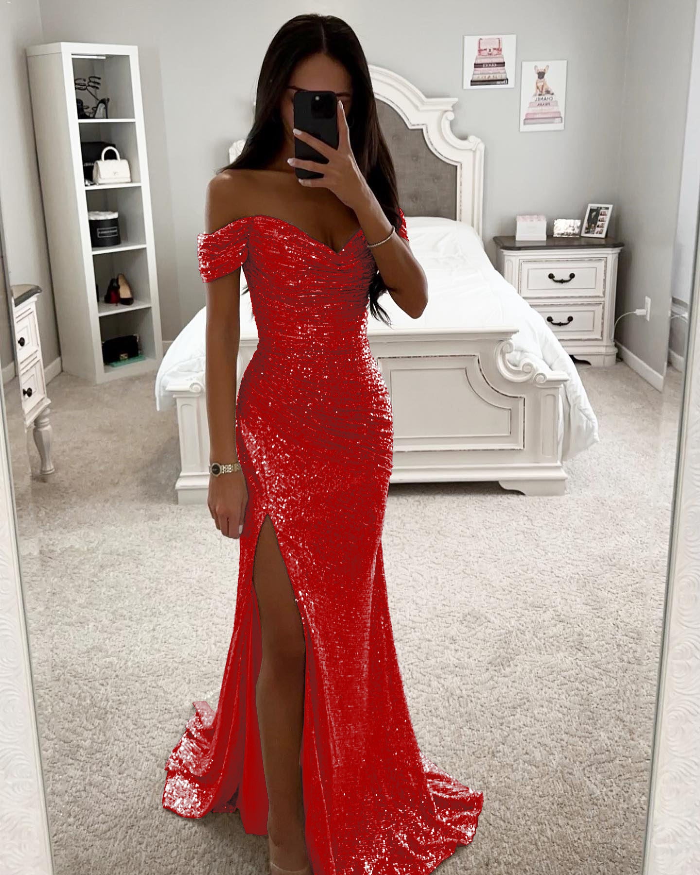 Women's Party Sequins Split Casual Fashion Dress