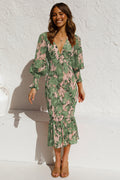 Women's Elegant Elastic Waist Long Sleeve Printed Skirts