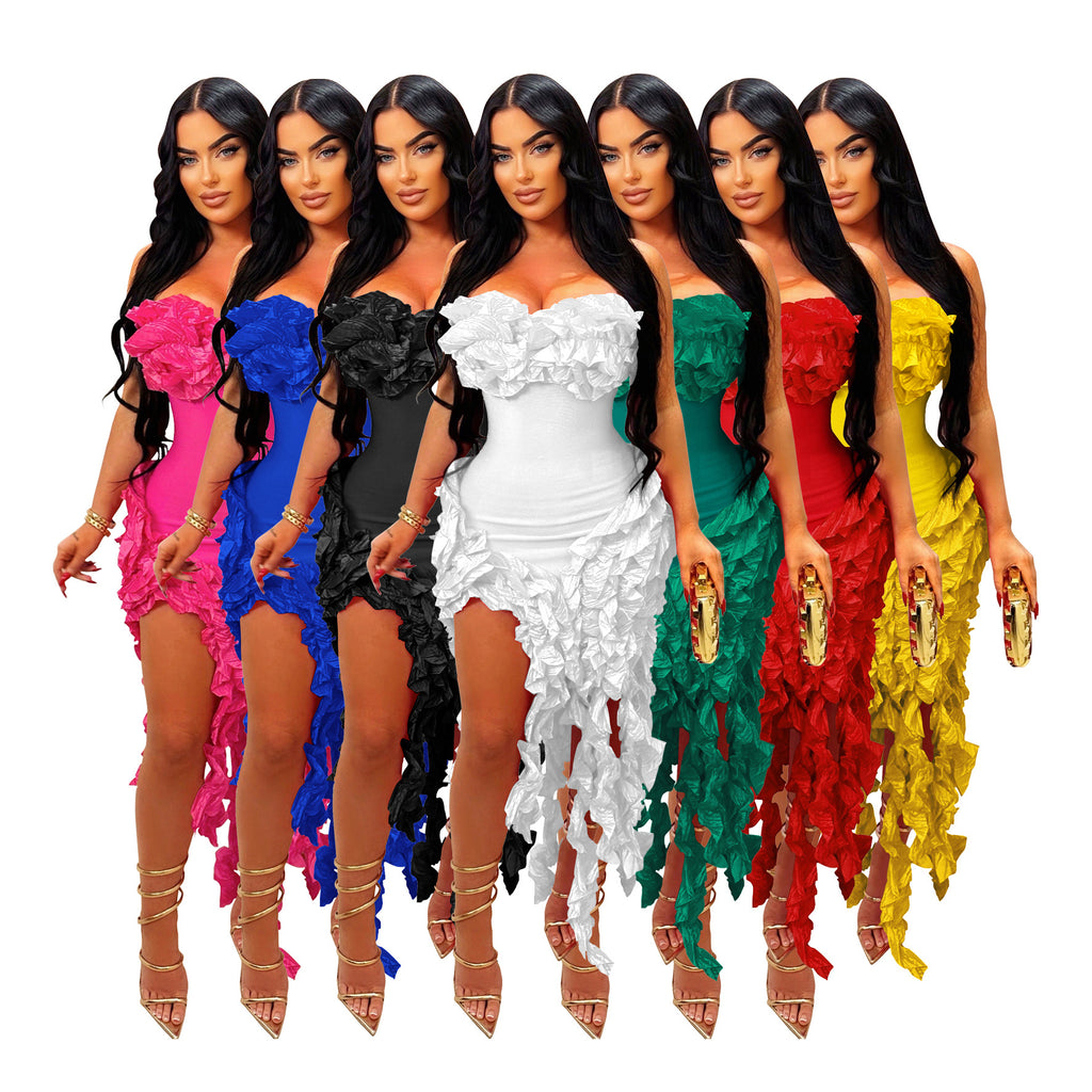 Women's Stringy Seedge Sexy Tube Ruffled Summer Tops