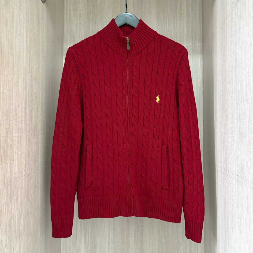 Women's & Men's Twist Knitted With Full Zipper Pony Women's Sweater