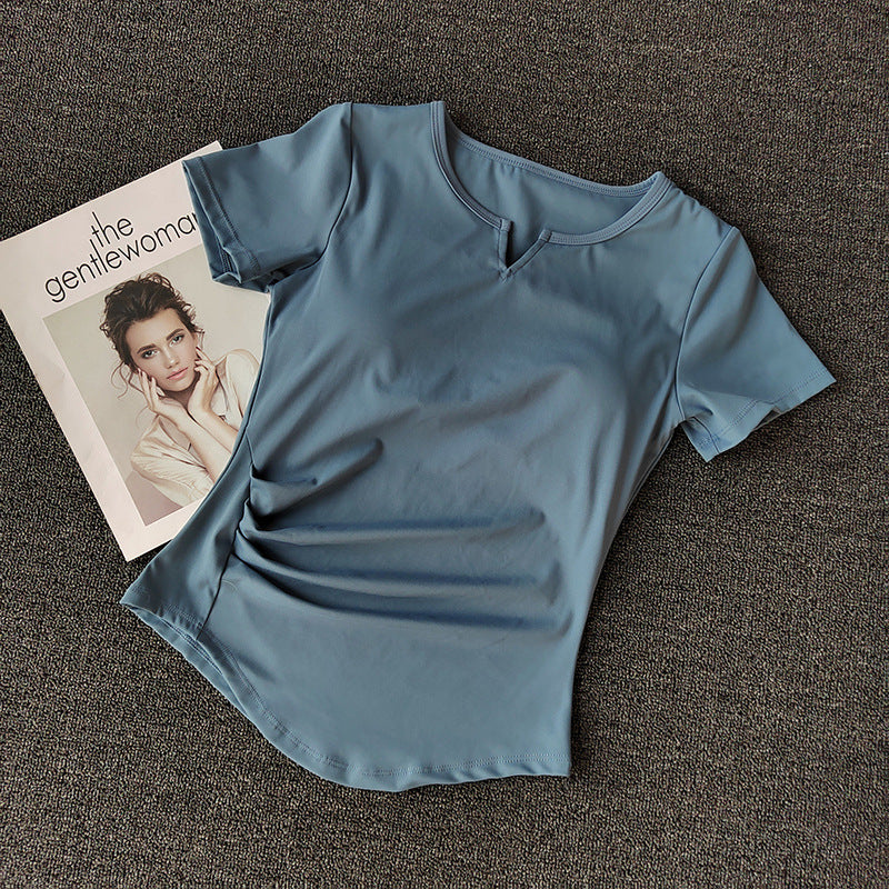 Women's Design Sleeve Sports With Chest Pad Women's T-shirt