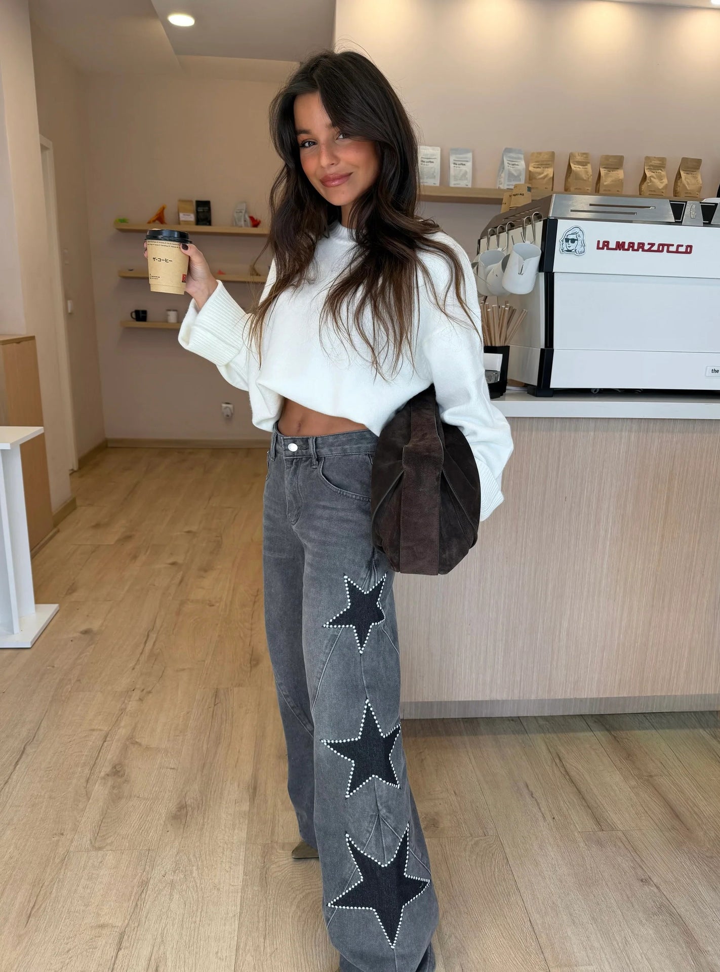 Women's Casual Five-pointed Star Loose Denim Trousers Women's Jeans