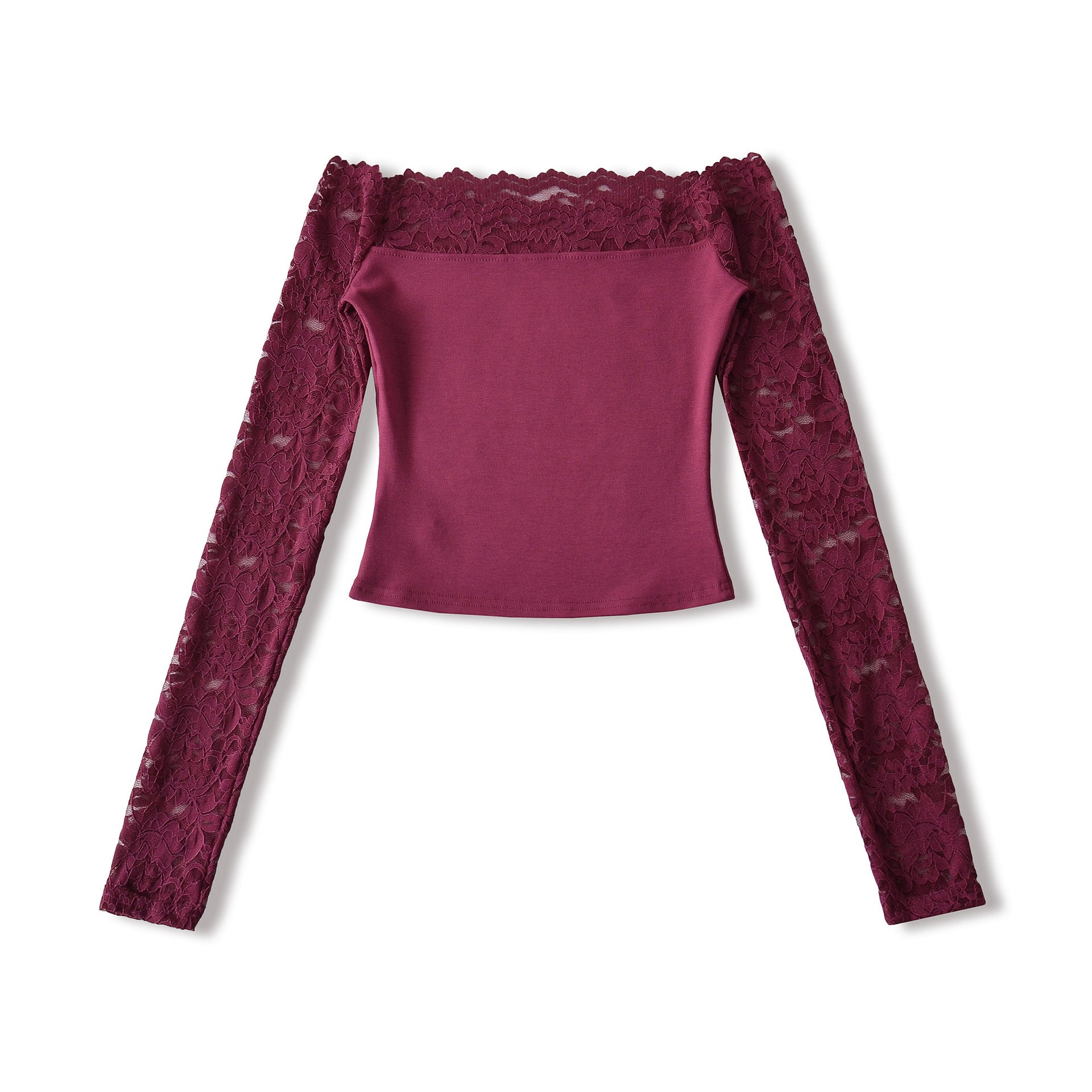 Classy Stylish Women's Lace Stitching Long-sleeved Women's T-shirt