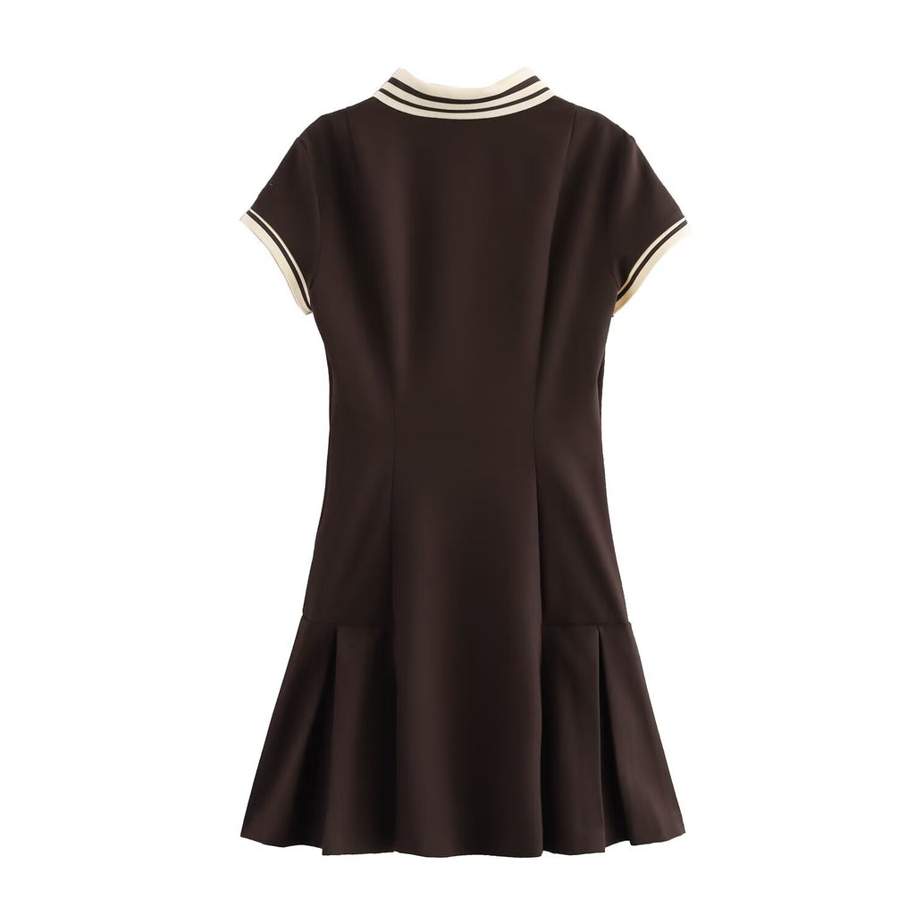 Women's Homemade Classic Fashion Color Contrast Thread Dress