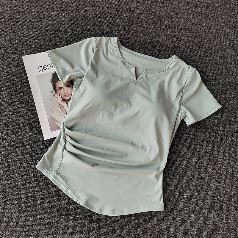 Women's Design Sleeve Sports With Chest Pad Women's T-shirt