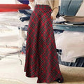 Women's Loose Slimming Plaid Long Fashionable A- Line Skirt
