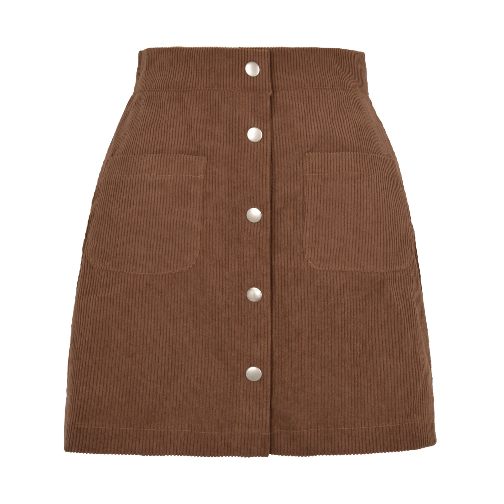 Women's Corduroy Sheath Single-breasted Slim Fit Solid Skirt