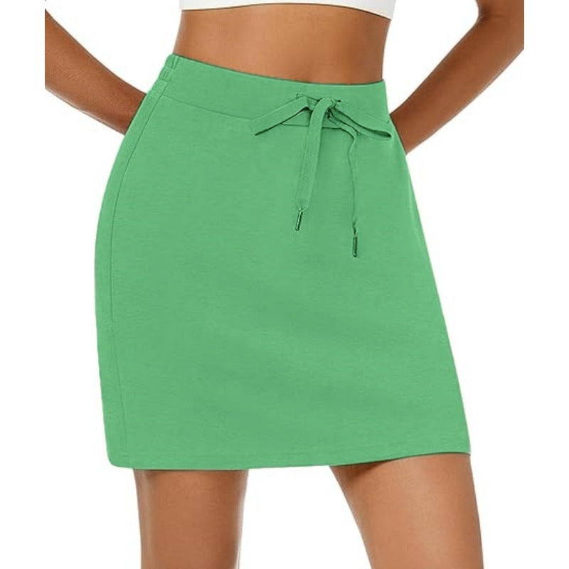 Women's Summer Golf Drawstring Sports Fitness Pocket Skirt