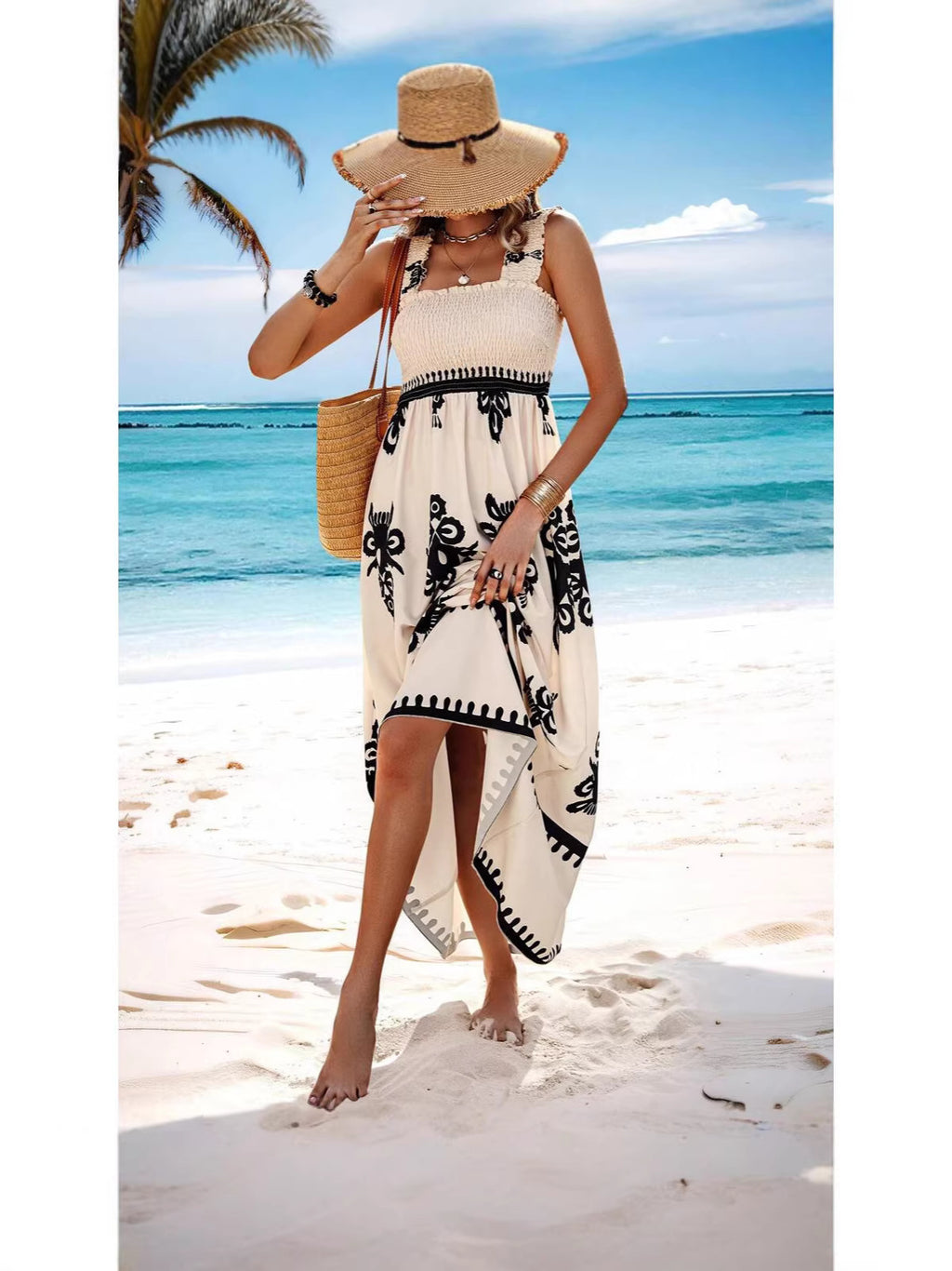 Versatile Women's Beach Holiday Style Printing Dress