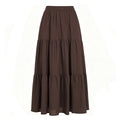 Women's Linen Pocket High Waist Elastic Band Lining Skirt