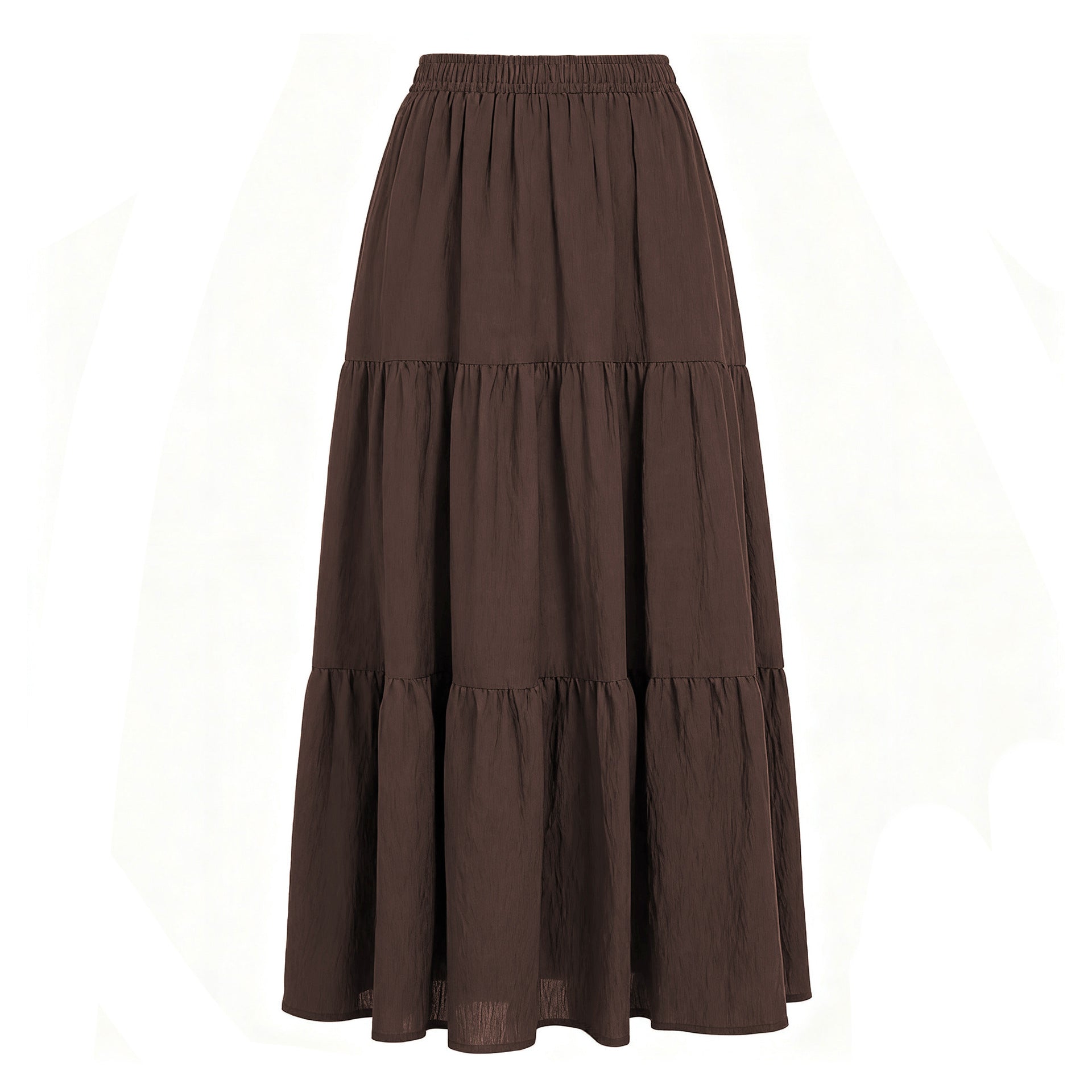 Women's Linen Pocket High Waist Elastic Band Lining Skirt