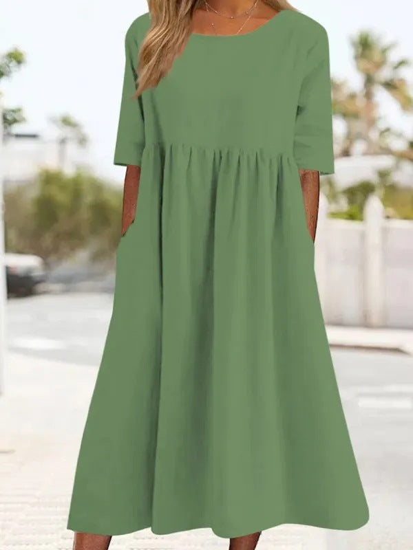 Linen Casual Sleeve Pocket Pleated Loose Shorts