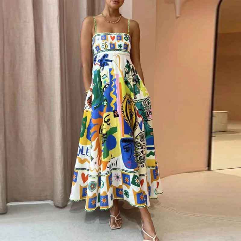 Women's Casual Fashion Iti Printing Large Swing Dress