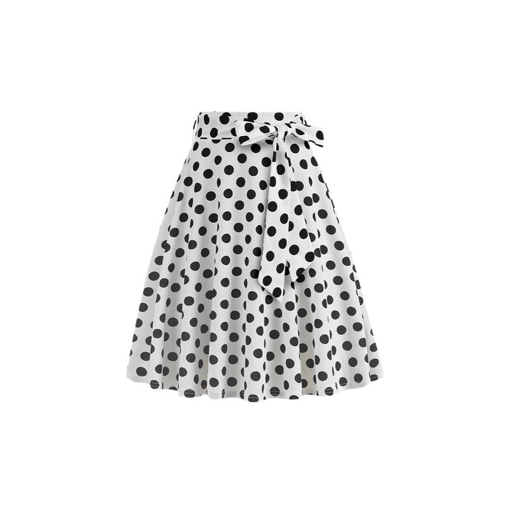 Women's Retro Dots Floral Purple Group Belt Skirts