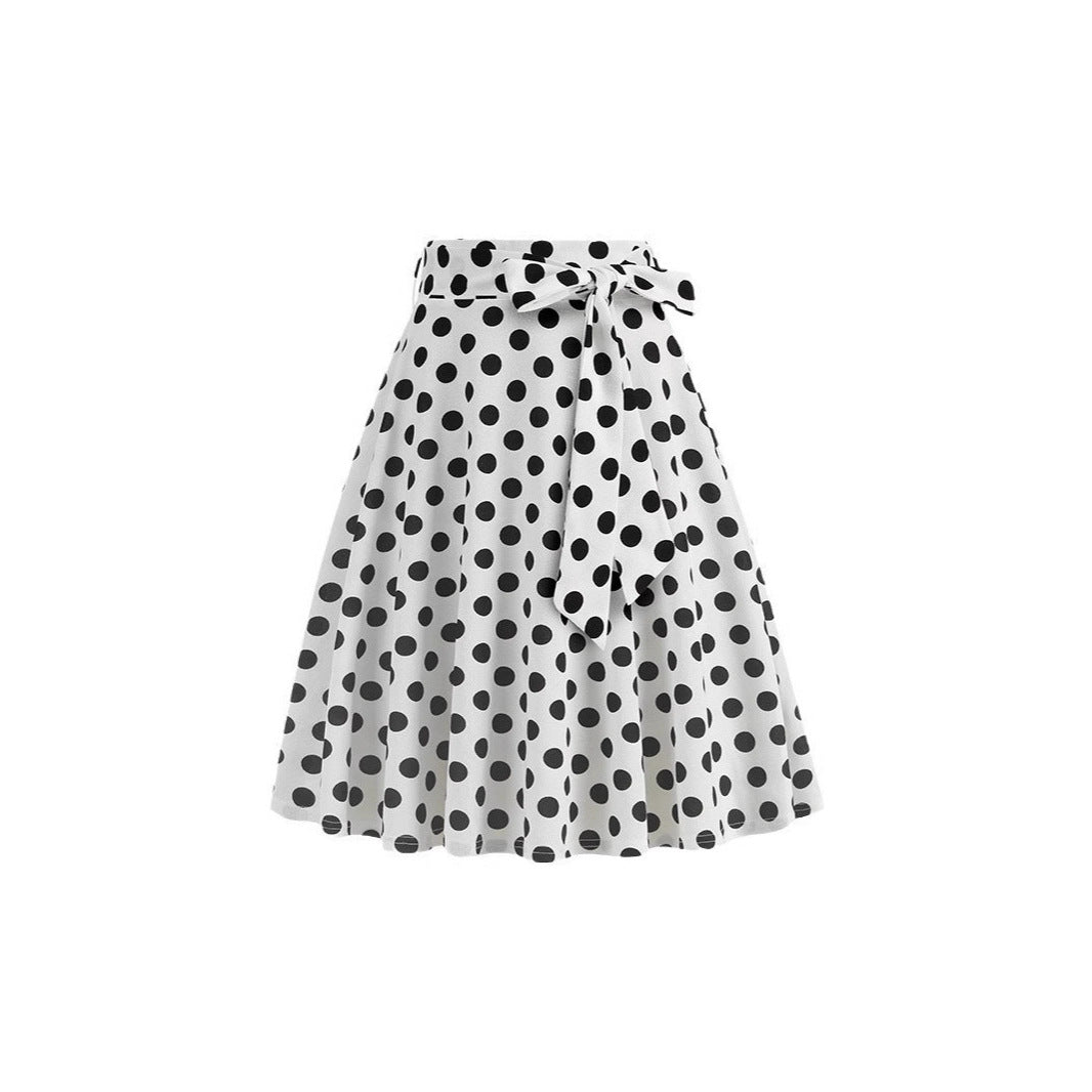 Women's Retro Dots Floral Purple Group Belt Skirts