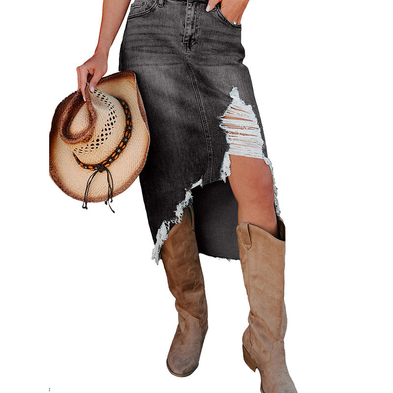 Women's High Waist Solid Fashion Trend Irregular Skirt