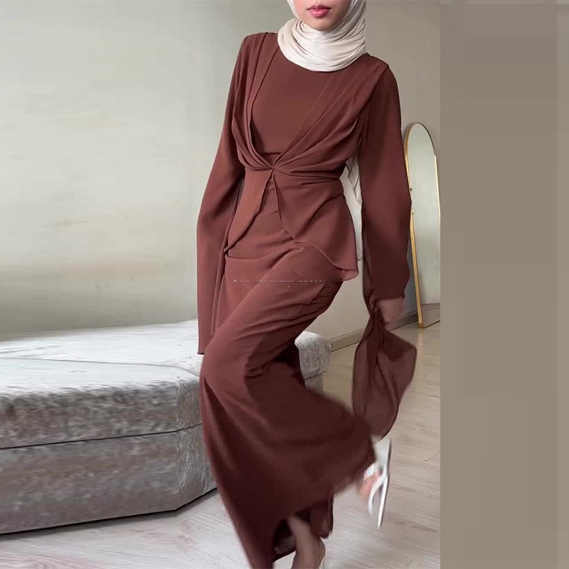 Women's Summer Elegant Solid Color Waist Graceful Dress