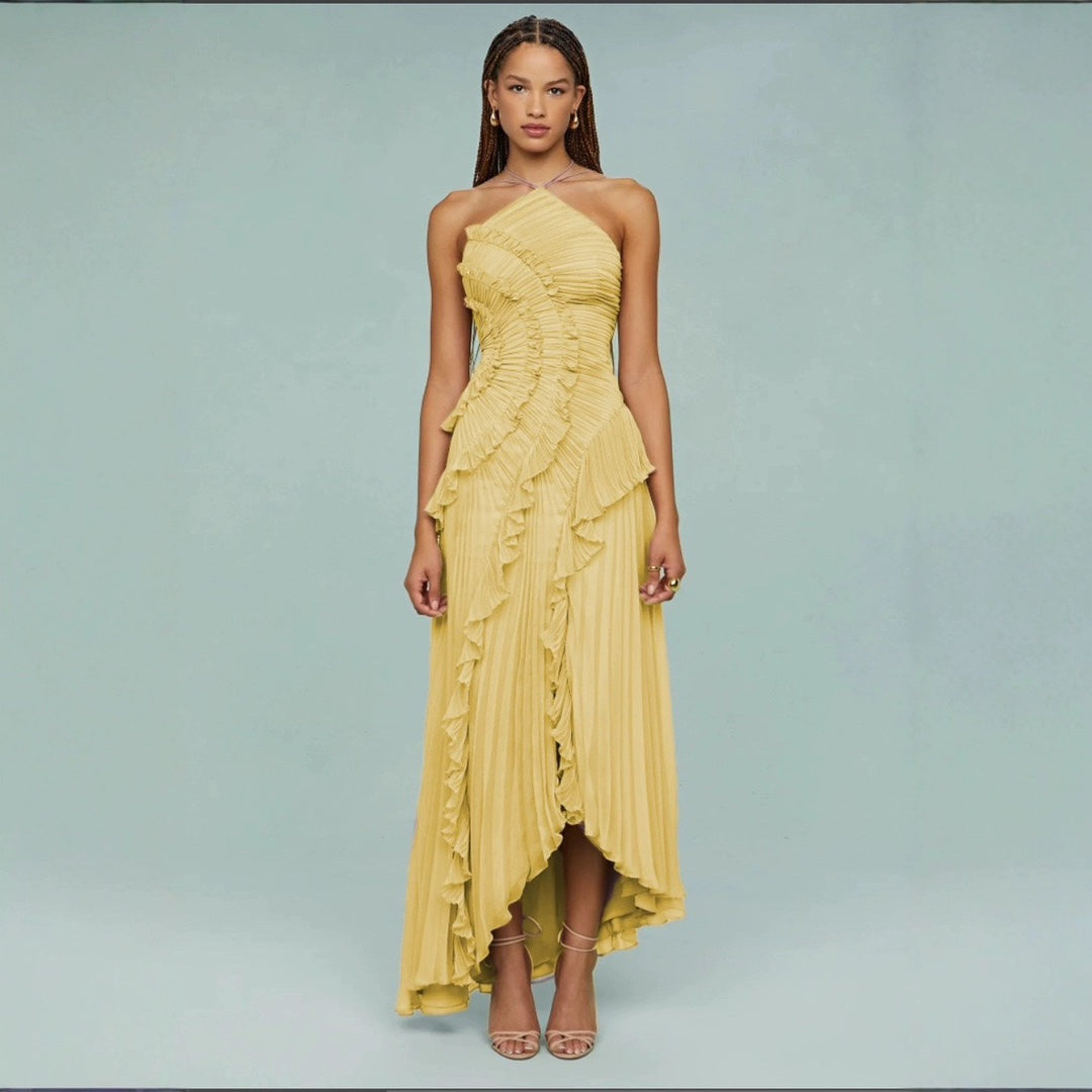 Women's Summer Sexy Halter Ruffled Long Design Dress