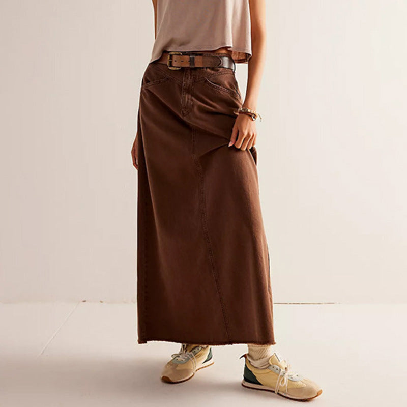 Women's Summer Loose Straight Casual Denim Skirt