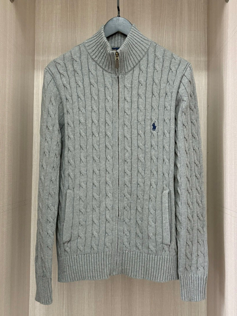 Women's & Men's Twist Knitted With Full Zipper Pony Women's Sweater