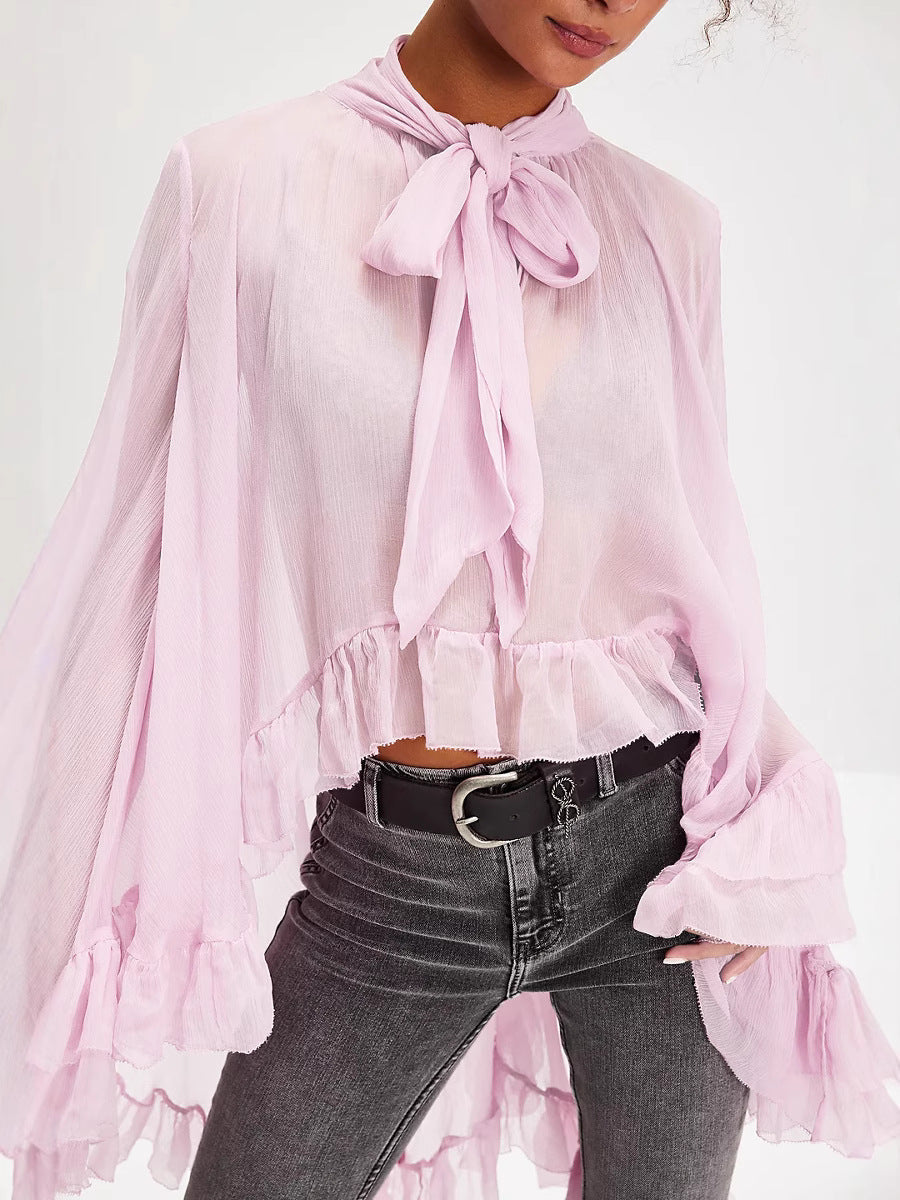 Women's Fashion Sexy Summer Bell Sleeve Design Sense French Style Blouse