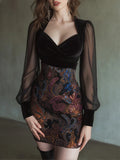 Sexy Mesh Stitching Elegant Slim Fit Waist Tube Package Tops