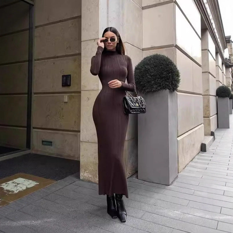 Women's Turtleneck Long Sleeve Tight Elegant French Style Skirts