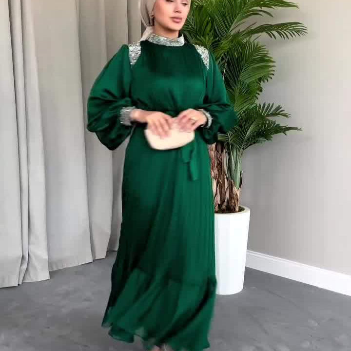 Autumn Fashion Solid Color Minority Diamond Dress