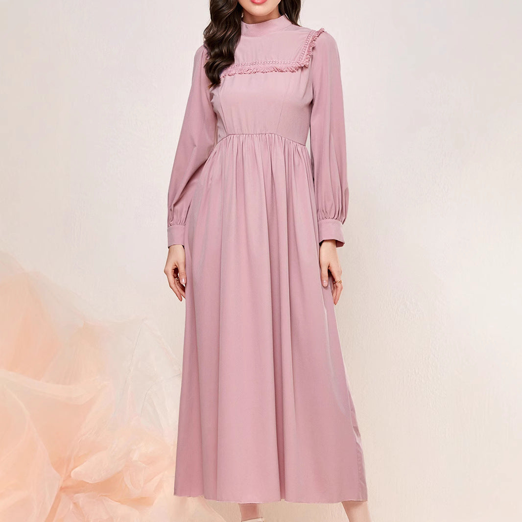 Women's Flow Su Stitching Stand Collar Fashion Dress